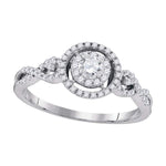 10kt White Gold Womens Round Diamond Solitaire Bridal Wedding Engagement Ring 3/8 Cttw