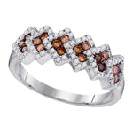 10kt White Gold Womens Round Brown Color Enhanced Diamond Band Ring 1/2 Cttw