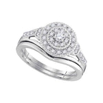 10kt White Gold Womens Diamond Round Bridal Wedding Engagement Ring Band Set 1/3 Cttw