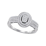 10kt White Gold Womens Round Diamond Oval Cluster Bridal Wedding Engagement Ring 1/4 Cttw