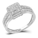 10kt White Gold Womens Round Diamond Square Cluster Bridal Wedding Engagement Ring 1/6 Cttw