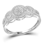 10kt White Gold Womens Round Diamond Triple Cluster Bridal Wedding Engagement Ring 1/4 Cttw