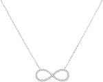 10kt White Gold Womens Round Diamond Infinity Pendant Necklace 1/6 Cttw