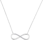 10kt White Gold Womens Round Diamond Infinity Pendant Necklace 1/20 Cttw