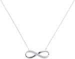 10kt White Gold Womens Round Diamond Infinity Pendant Necklace 1/8 Cttw