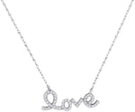 10kt White Gold Womens Round Diamond Love Pendant Necklace 1/6 Cttw