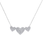 10kt White Gold Womens Round Diamond Triple Heart Cluster Pendant Necklace 3/8 Cttw