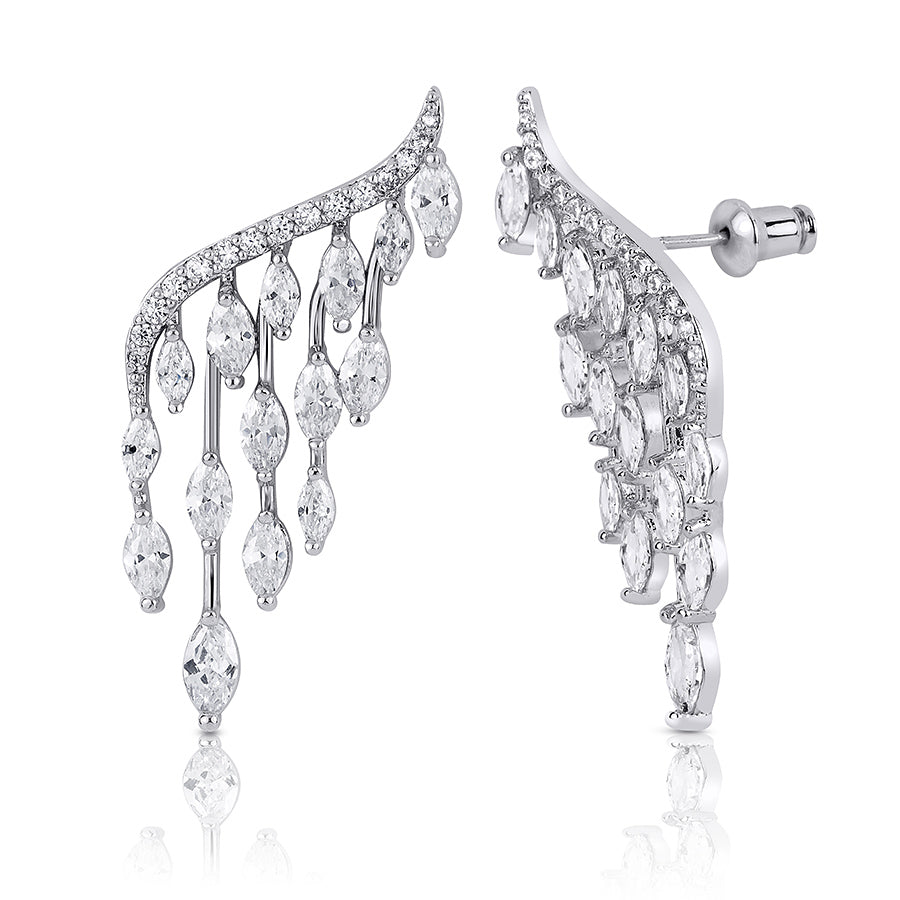 Pair of Angle Wings Silver Plated Fashion Earrings for Her 1.00 CT