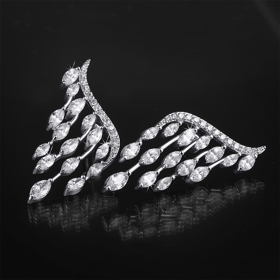 Pair of Angle Wings Silver Plated Fashion Earrings for Her 1.00 CT