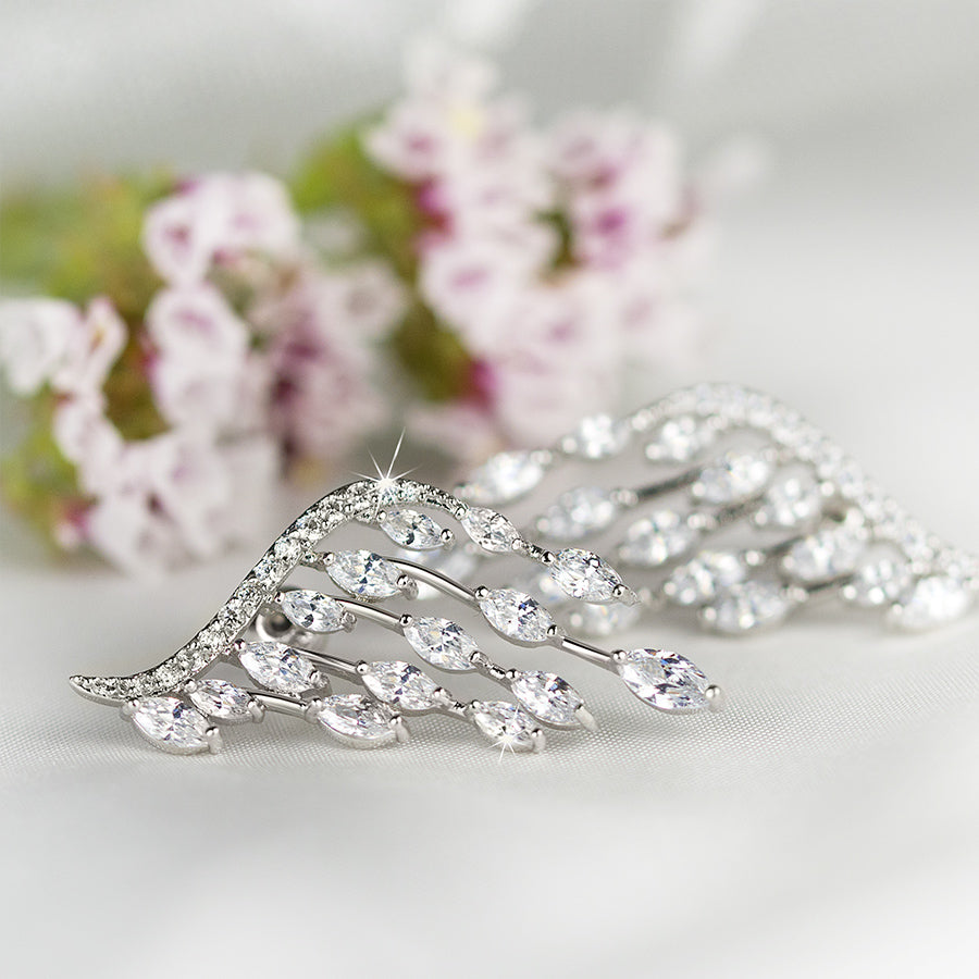 Pair of Angle Wings Silver Plated Fashion Earrings for Her 1.00 CT