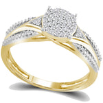 10kt Yellow Gold Womens Round Diamond Cluster Bridal Wedding Engagement Ring 1/6 Cttw