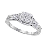 10kt White Gold Womens Diamond Square Cluster Bridal Wedding Engagement Ring 1/5 Cttw