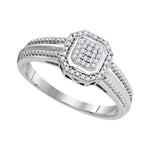 10kt White Gold Womens Round Diamond Square Cluster Bridal Wedding Engagement Ring 1/10 Cttw