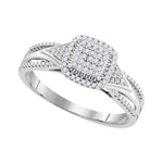 10kt White Gold Womens Round Diamond Square Cluster Bridal Wedding Engagement Ring 1/6 Cttw
