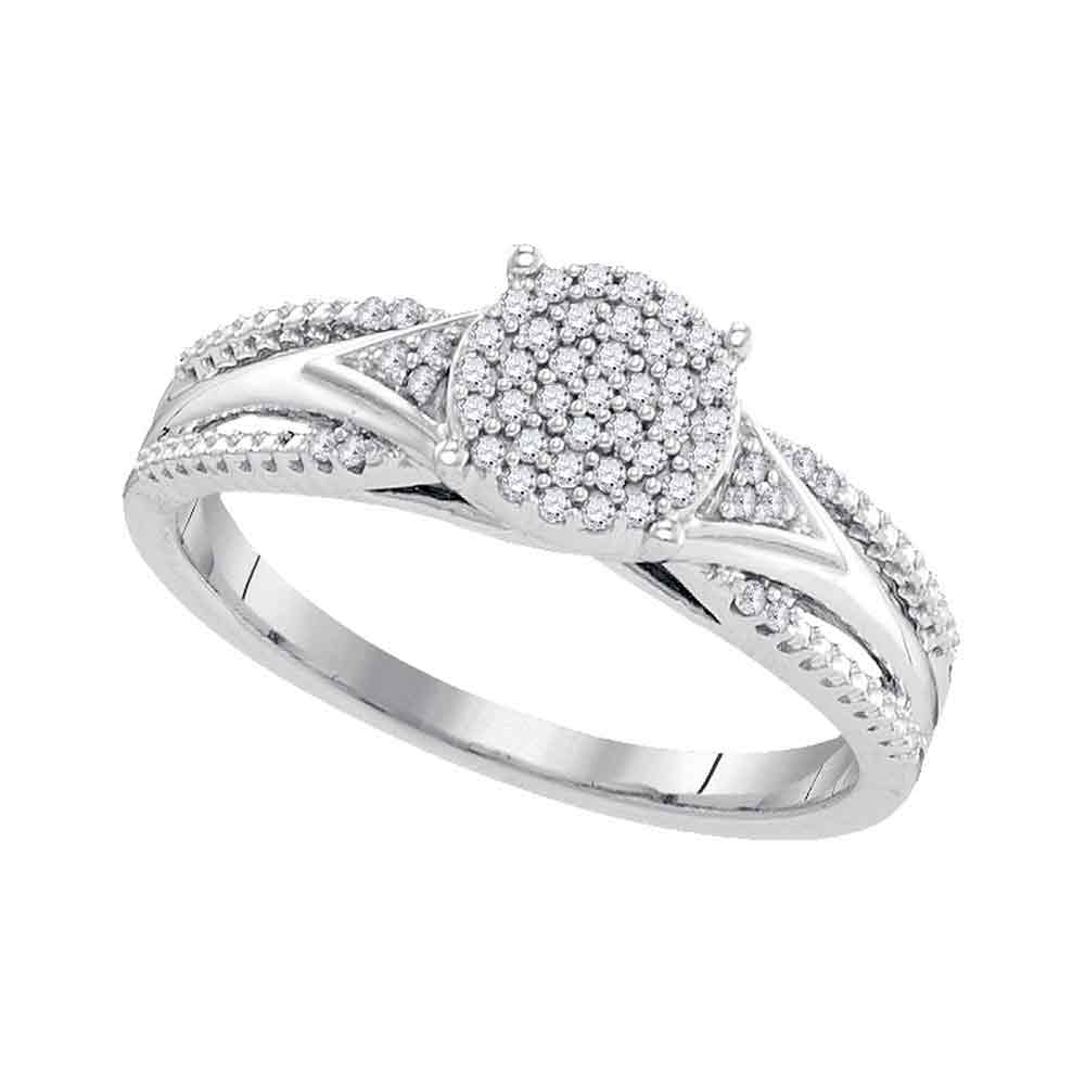 10kt White Gold Womens Round Diamond Cluster Bridal Wedding Engagement Ring 1/6 Cttw
