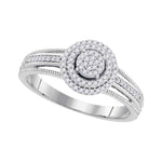 10kt White Gold Womens Diamond Concentric Cluster Bridal Wedding Engagement Ring 1/5 Cttw