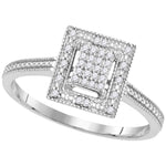 10kt White Gold Womens Round Diamond Square Yellow-tone Cluster Ring 1/10 Cttw