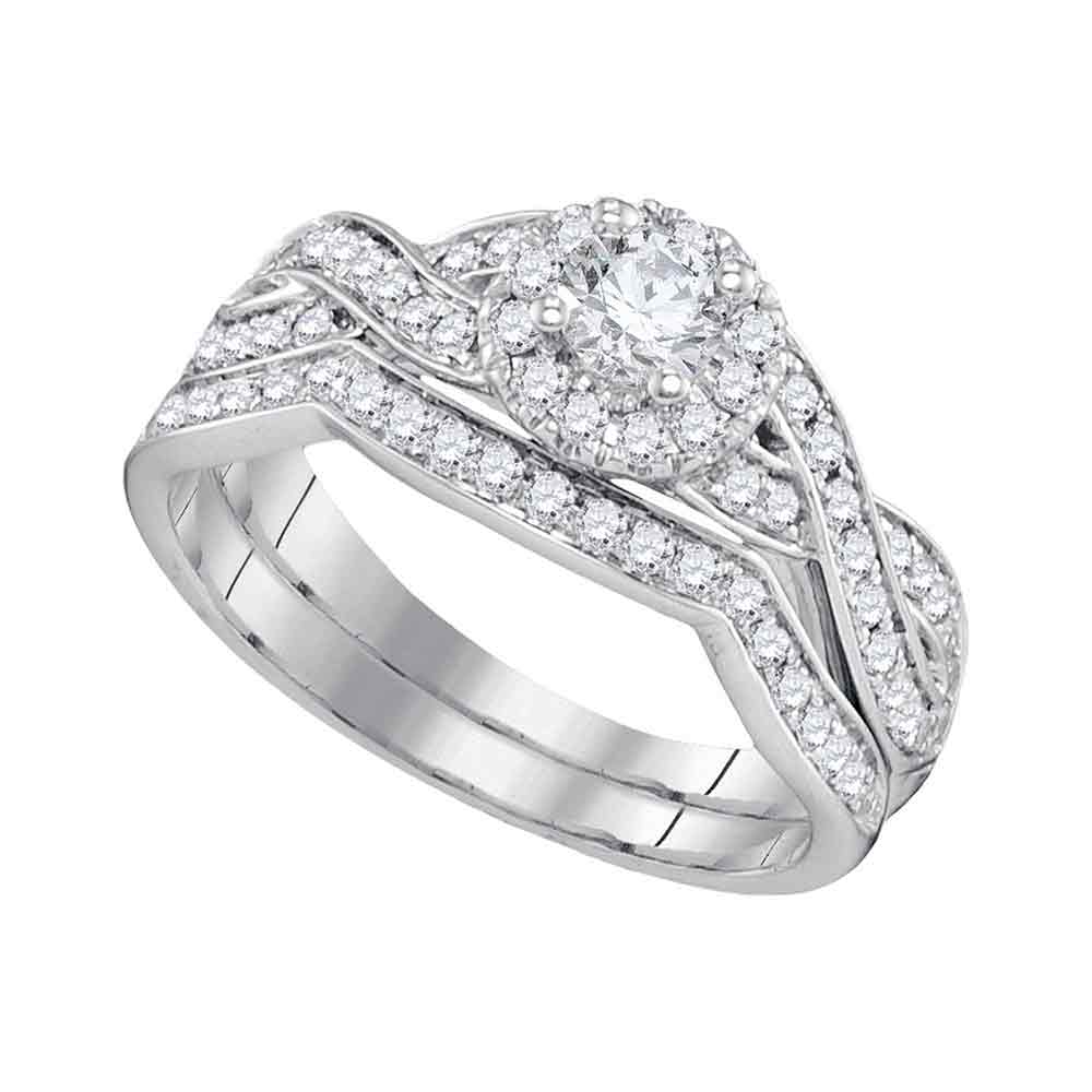 14kt White Gold Womens Round Diamond Bridal Wedding Engagement Ring Band Set 1/4 Cttw