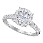 14kt White Gold Womens Princess Round Diamond Soleil Cluster Bridal Wedding Engagement Ring 3/4 Cttw