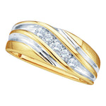 10kt Yellow Two-tone Gold Mens Round Diamond Wedding Anniversary Band Ring 1/4 Cttw
