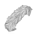 Textured Leaf Cuff Bangle in Sterling Silver