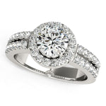 14K White Gold Halo Diamond Engagement Ring With Double Row Band (1 3/8 ct. tw.)