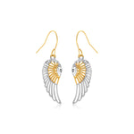 Two-Tone Wing Drop Earrings in 10K Gold