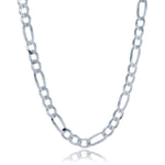 Rhodium Plated 8.1mm Sterling Silver Figaro Style Chain