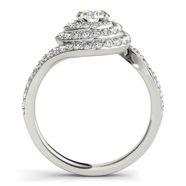 14K White Gold Round Diamond Spiral Design Engagement Ring (1 1/8 ct. tw.)