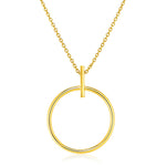 14k Yellow Gold 17 inch Necklace with Polished Ring Pendant