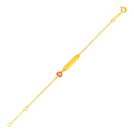 14k Yellow Gold 5 1/2 inch Childrens ID Bracelet with Enameled Heart