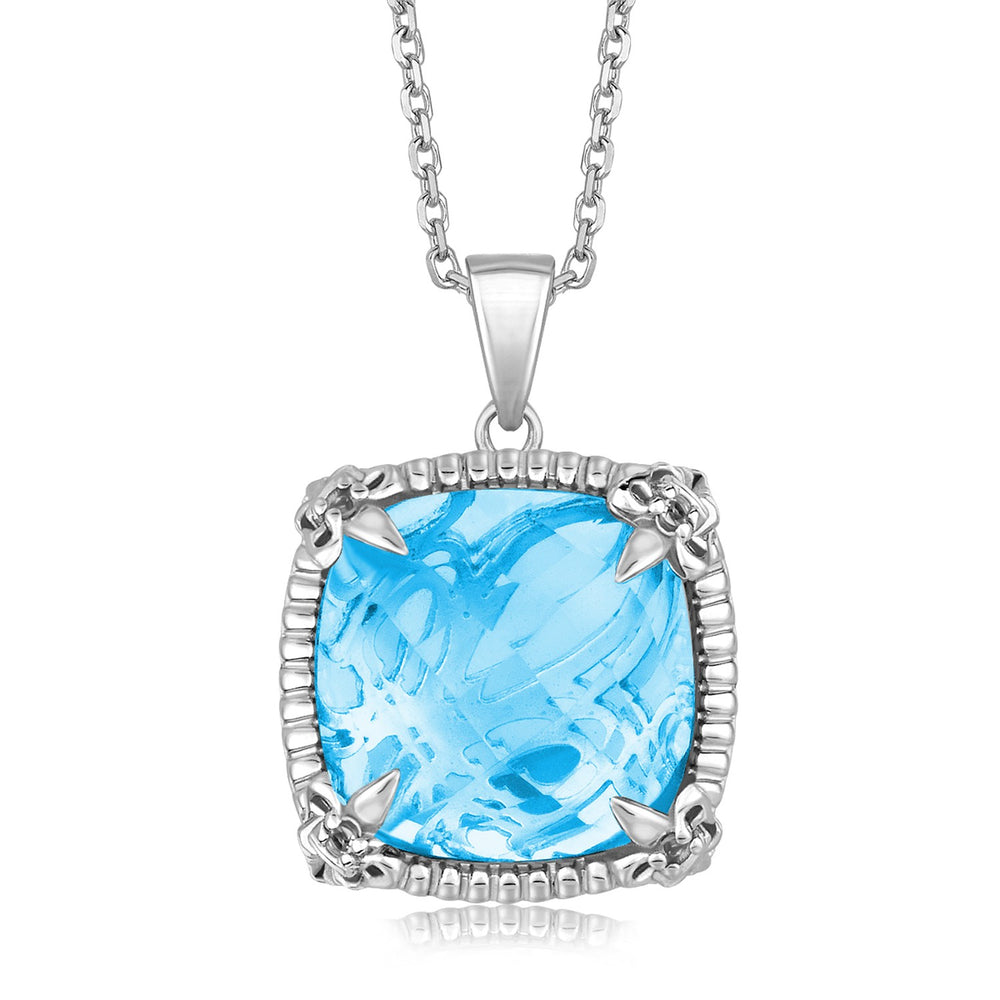 Sterling Silver Pendant with White Sapphire Accented Sky Blue Topaz