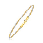 14k Two-Tone Gold Braided Style Mirror Spring Bracelet