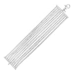 Sterling Silver 7 1/2 inch Nine Strand Polished Link Bracelet