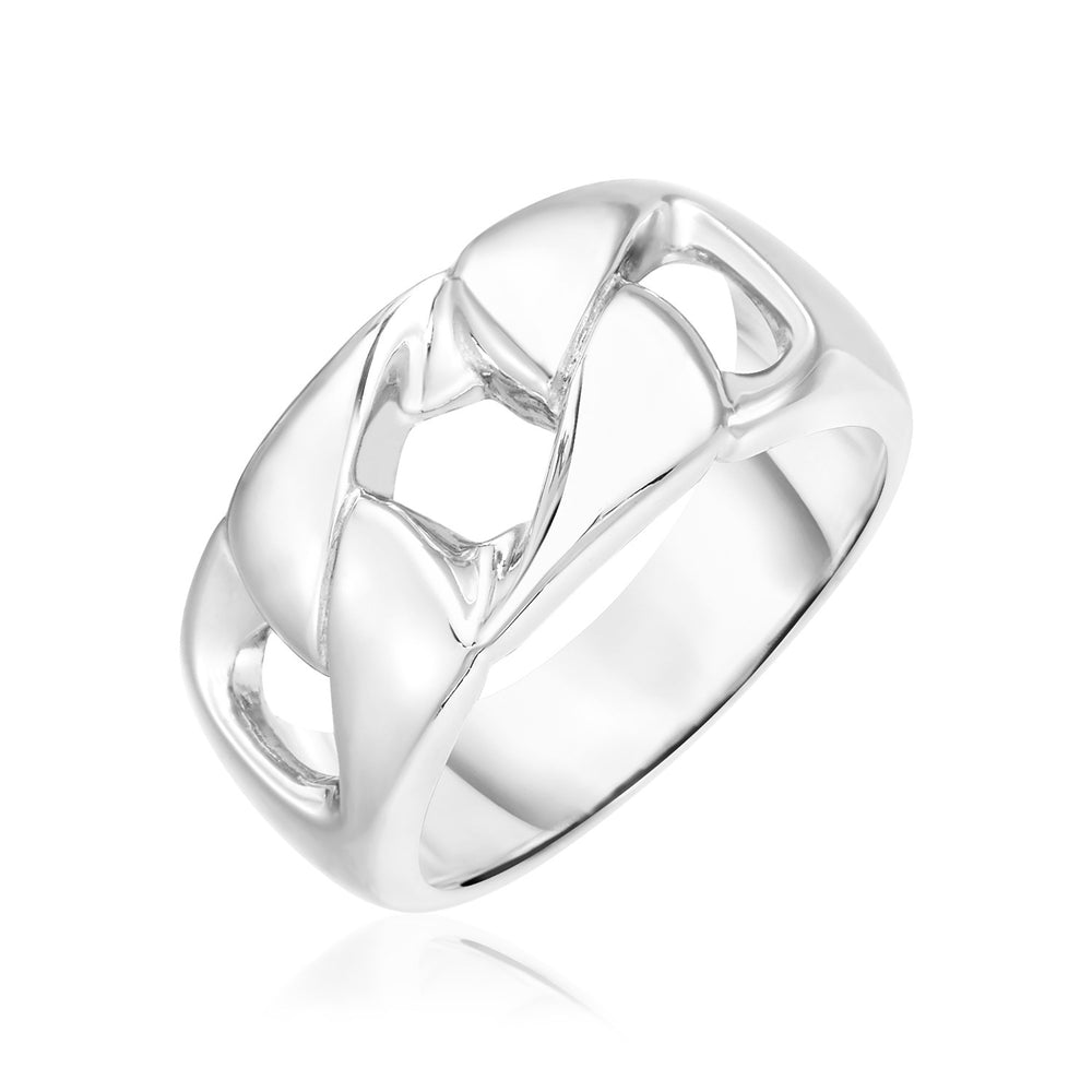 Sterling Silver Polished Swirl Motif Band Ring