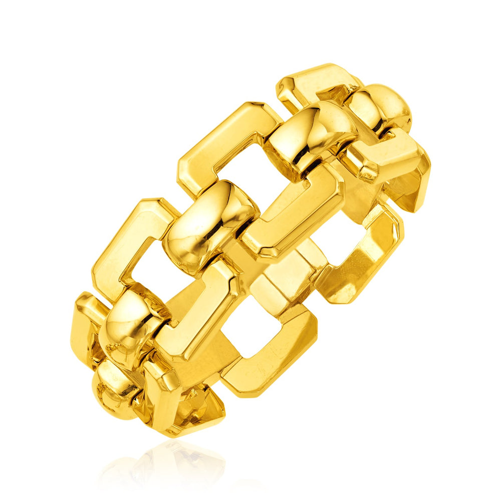 14k Yellow Gold 8 inch Wide Square Link Bracelet