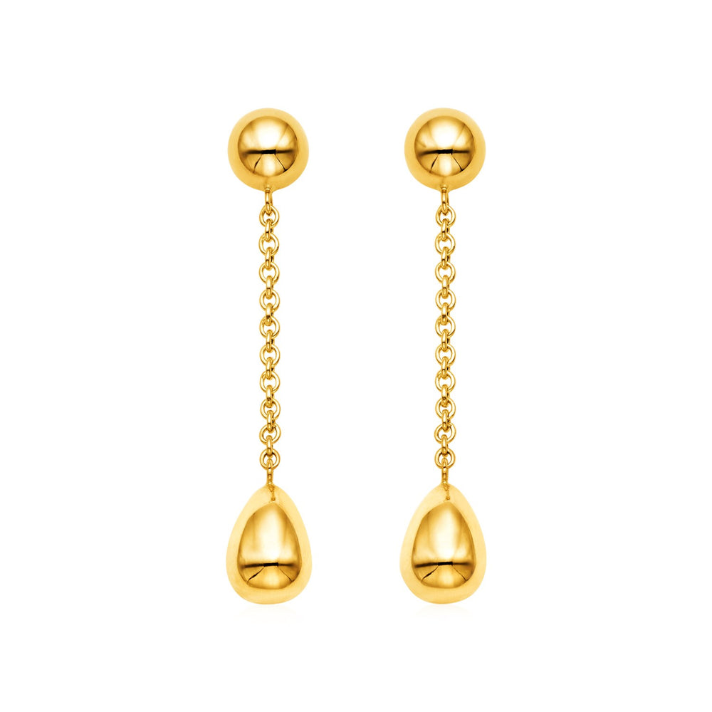 14k Yellow Gold Polished Teardrop Dangle Earrings
