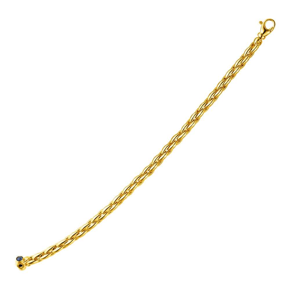 14k Yellow Gold 7 1/2 inch Oval Link Bracelet with Sapphire