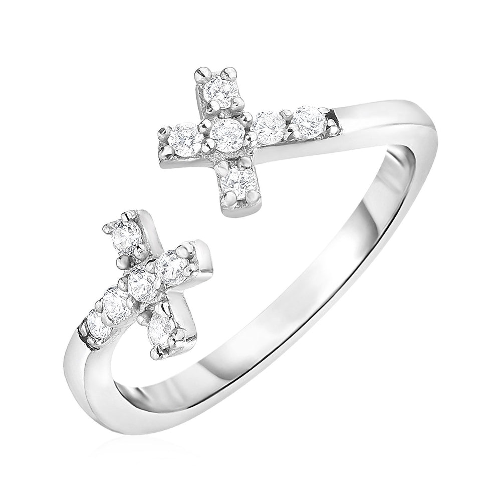 Toe Ring with Crosses in Sterling Silver with Cubic Zirconia
