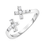 Toe Ring with Crosses in Sterling Silver with Cubic Zirconia