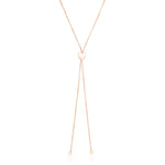 14k Rose Gold Adjustable Heart Style Lariat Necklace