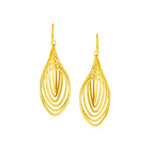 14k Yellow Gold Post Earrings with Polished Wire Dangles