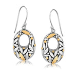 18k Yellow Gold and Sterling Silver Graduated Drop Earrings with Leaf Motifs