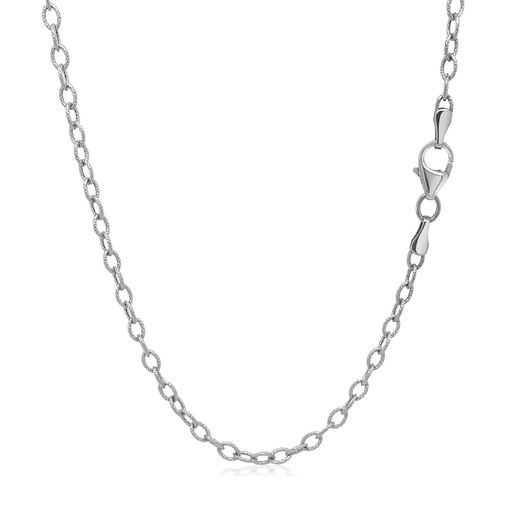 2.5mm 14k White Gold Pendant Chain with Textured Links