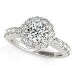 14K White Gold Round Floral Motif Diamond Engagement Ring (1 5/8 ct. tw.)