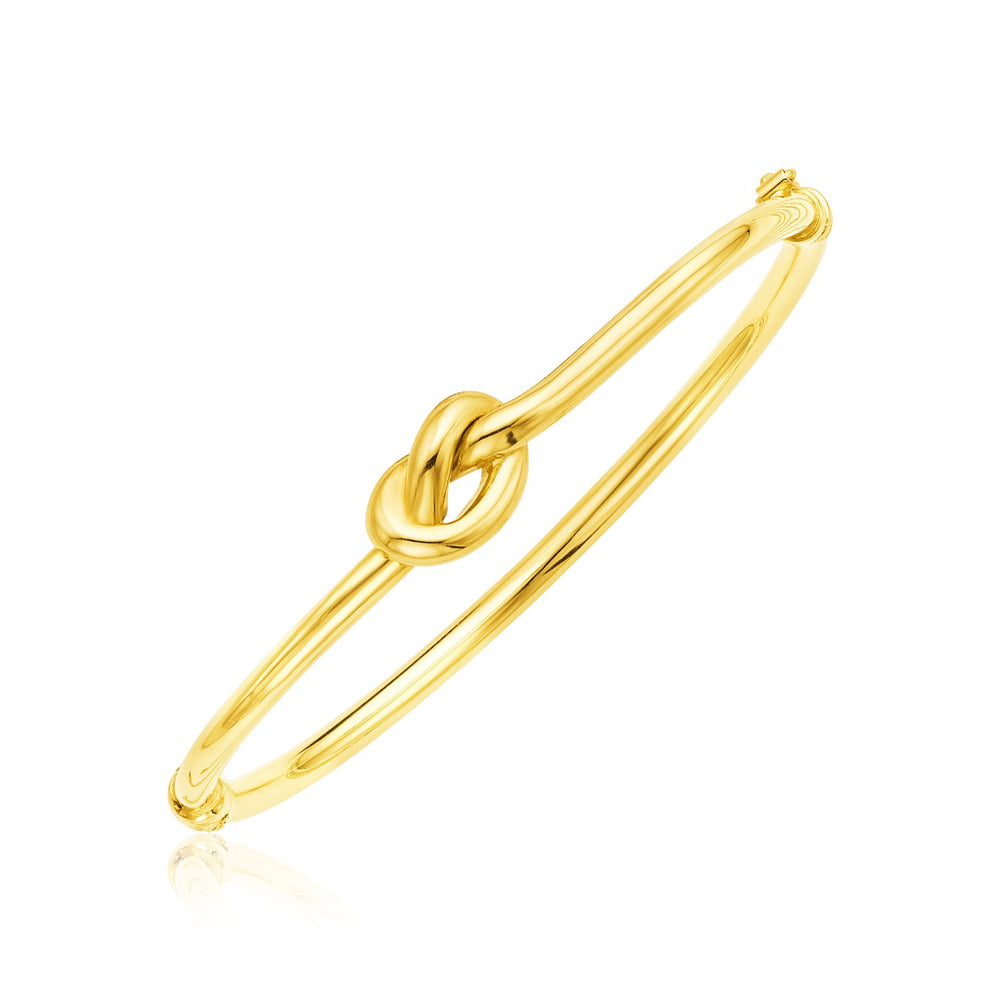 14k Yellow Gold Bangle Bracelet with Polished Knot