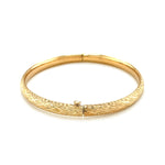 14k Yellow Gold Diamond Cut Design Dome Motif Children's Bangle