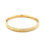 14k Yellow Gold Diamond Cut Design Dome Motif Children's Bangle