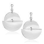 Sterling Silver Earrings with Two Polished Half Circles