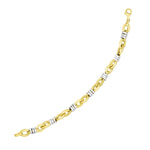 14k Two-Tone Gold Ring-Wrapped Marquis Shape Link Bracelet